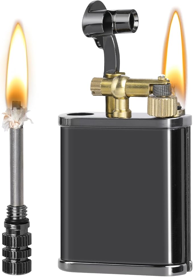 CHOICEDC Vintage Trench Lighter, Permanent Match, Cool Pipe Lighter, Unique Metal Lighters, Antique Kerosene Lighters Fluid Refillable, Reusable Waterproof Forever Matches, Classic Gift for Men,Black
