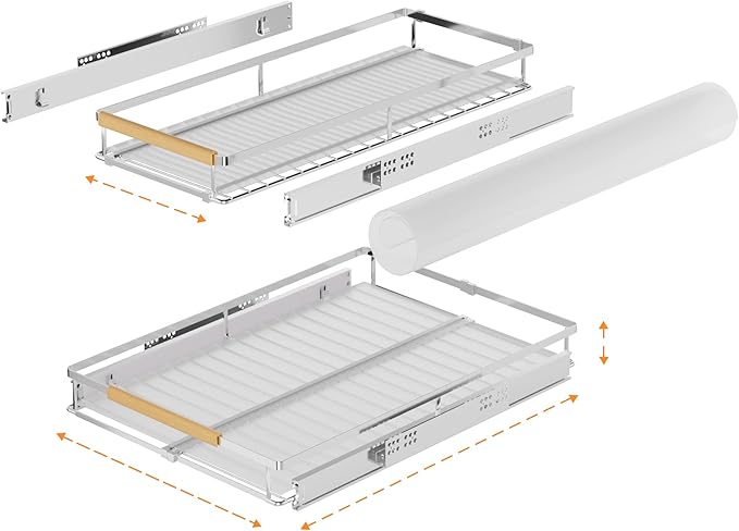 SANNO Pull Out Cabinet Organizer, Expandable Slide Out Cabinet OrganizerKitchen Sliding Shelf Under Sink Shelf, Expandable Drawer Shelves with Sliding 12.1 to 18.4" W