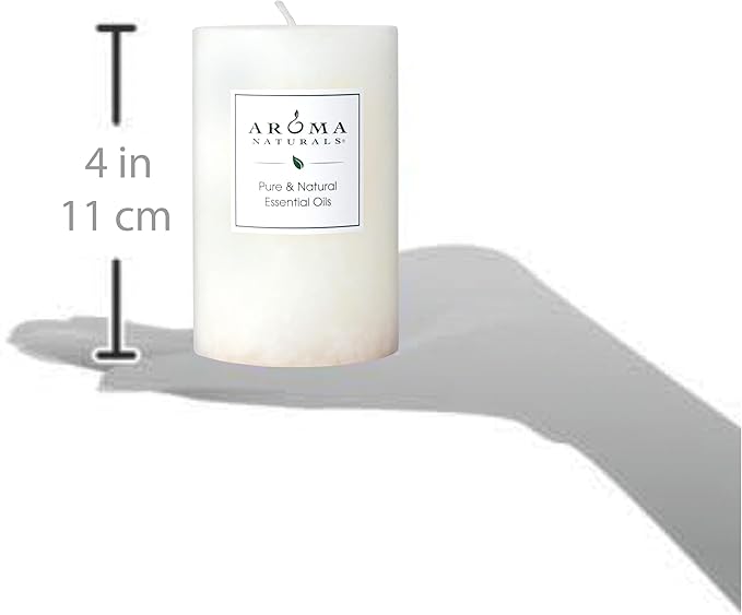 Aroma Naturals Holiday Essential Oil Vanilla & Peppermint Scented Pillar Candle, Cool Wish, 2.5 inch x 4 inch