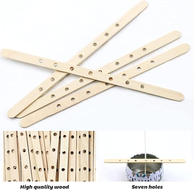 Candle Wick Holders- 100 Pcs Wooden Candle Wick Holders for Large and Multi Wick Candles, Wick Centering Devices Candle Wick Bars for Candle Making