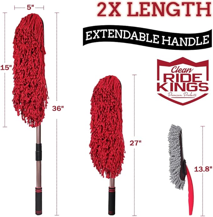 Car Duster Exterior Scratch Free, Extendable Handle, Detail Brush Kit for Vehicles, Wax Cotton Fabric, Waterless Wash Treatments，Car Care Equipment，Gifts for Men Women