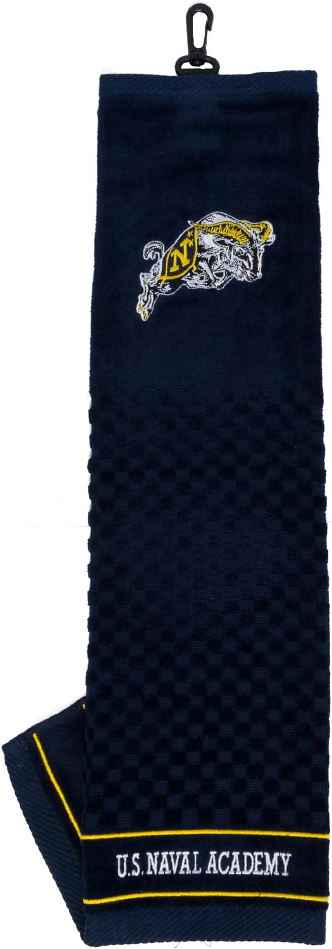 Team Golf NCAA Navy Midshipmen Embroidered Golf Towel Embroidered Golf Towel, Checkered Scrubber Design, Embroidered Logo