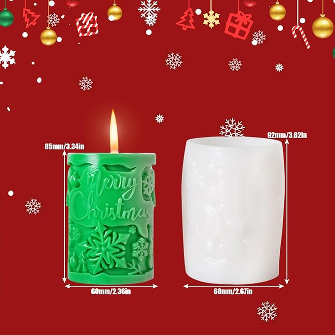 Elk Candle Moulds for Candle Making, Deer Pattern Pillar Candle Mold, Christmas Reindeer Silicone Mold for Soy Wax Candle, Aromatherapy Candle, Gypsum, Plaster, Home Decor (Snowflakes Molds)