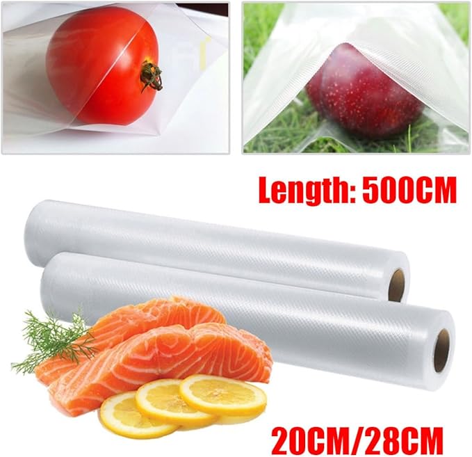 PRETYZOOM Maximize Freshness: 20x500cm Embossed Vacuum Sealer Bags Jumbo Vacuum Storage Bags Air Removal Channels for Long-lasting Storage