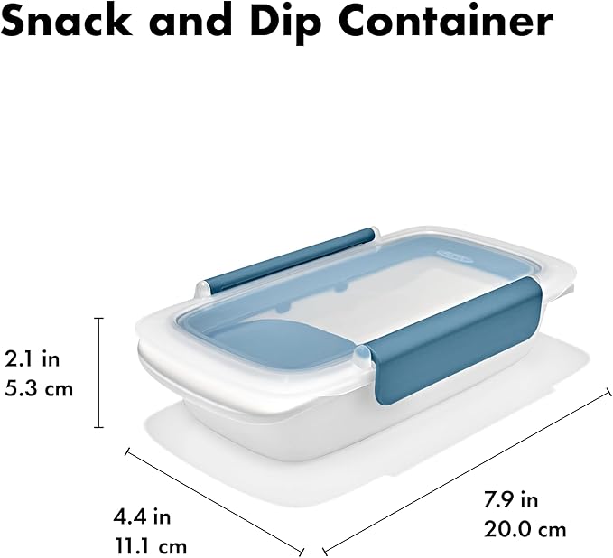 OXO Good Grips Prep & Go Snack & Dip Container, Snack Fuss-Free on the Move, Leakproof Reusable Small Meal Food Storage and Lid, Food Containers with Lids, Snack Organizer, 1.6 Cups/0.4 L