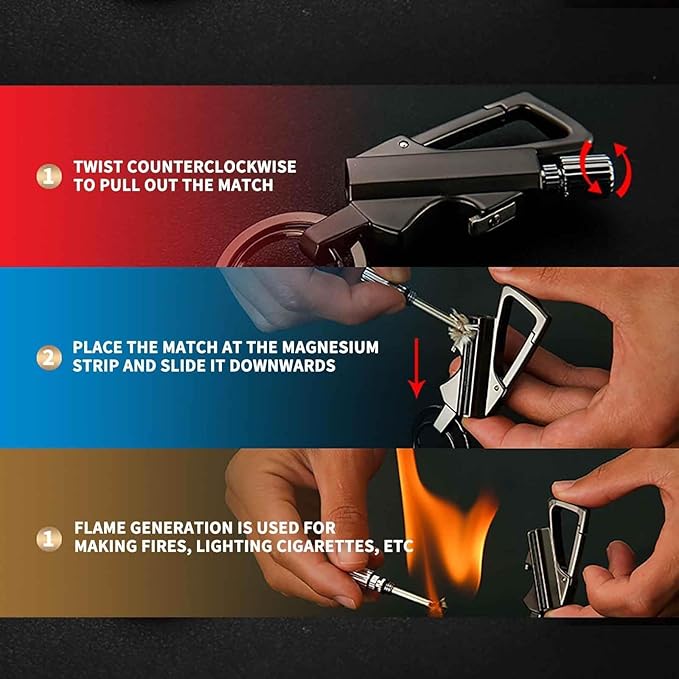 Permanent Match Infinity Lighter, Keychain Lighter with Multitool Keychain Bottle Opener, Waterproof & Reusable Infinity (Silver+Gold+Black)