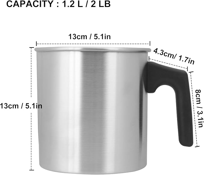 GENHAKON 2 PCS Candle Making Pouring Pot, 2 Pounds Silver Candle and Soap Wax Melting Pot, Metal Candle Pouring Pitcher, Perfect for Soap and Home Handmade Candles, Melted Chocolate and More