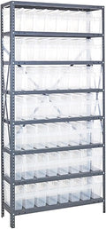 Quantum Storage Systems 1275-SB809CL Solid Heavy Duty 8 Shelves 21 STORE-MAX Clear Bins 75" H x 36" W x 12" D