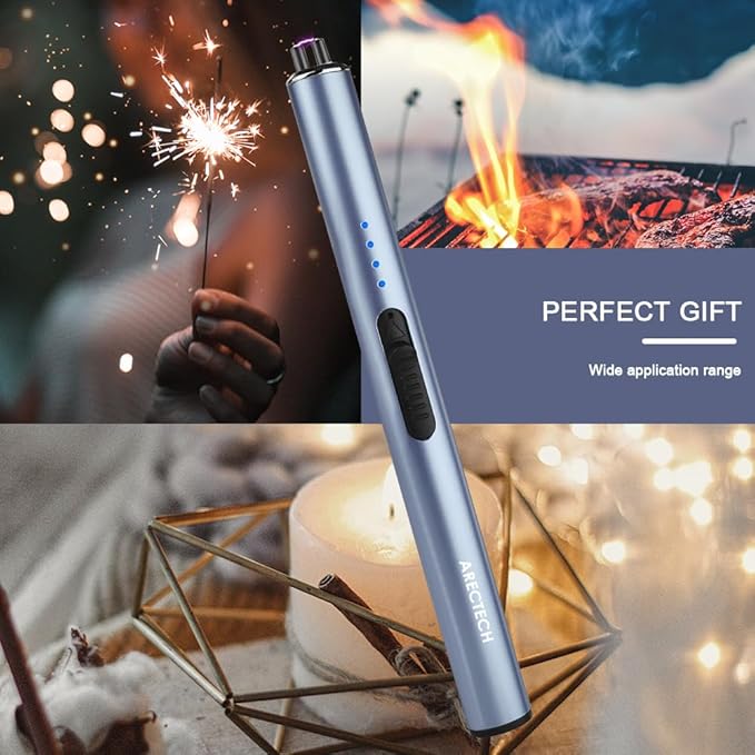 ARECTECH Electric Candle Rechargeable Lighter Arc Plasma Lighters for Candle Kitchen Camping Christmas Type-C Blue