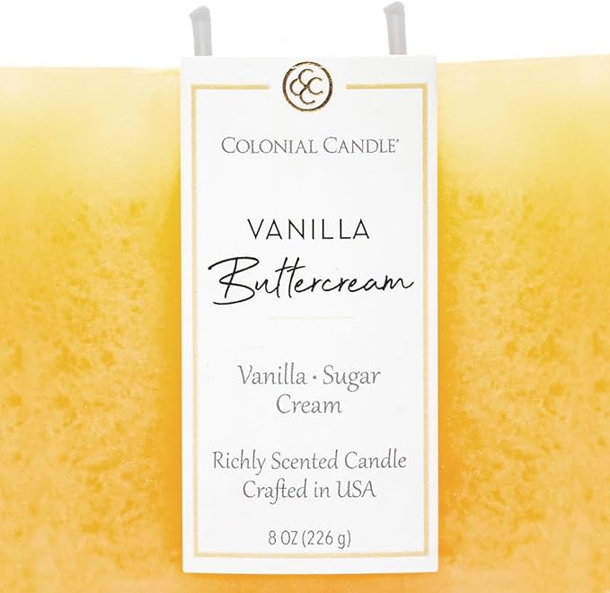 Colonial Candle Vanilla Buttercream Scented Candle Jar, Highly Fragranced Candles for Home Scented, Mottled Wax Candle, 2 Wick, 8 oz - Made in the USA