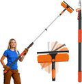 26FT Telescoping Window Squeegee Kit | 2-in-1 Professional Window Washer & Microfiber Scrubber with Extension Pole | High Reach Cleaning Tool for Outdoor, Indoor Windows & Glass