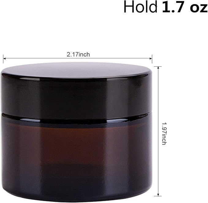 Encheng Cosmetic Jars, 40 Pack of 2oz Amber Round Glass Jars, with Inner Liners and black Lids,Empty Cosmetic Containers,Cream jars