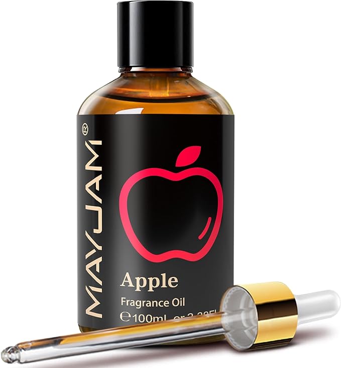 MAYJAM 100ML/3.38FL.OZ Apple Fragrance Oils with Glass Dropper, Essential Oils for Diffusers for Home, Long Lasting Scented Oils for Diffusers Soap Candle Making
