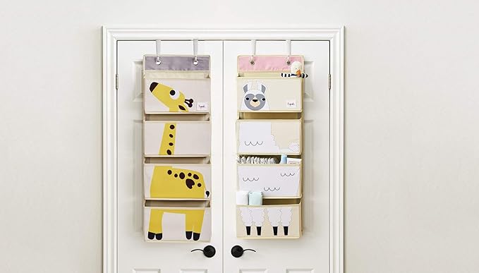3 Sprouts Over The Door Baby Organizer - Essential Newborn Nursery Storage, Toy Organizer for Room and Closet - Bedroom Storage - Hooks Included, Llama
