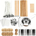 185 Pieces of Candle-Making Tools: 100 Cotton Wicks and 30 Wooden Wicks, 1 Wax Melting Pot, 3 Candle Cups,with Complete Tool Set，for Soy Beeswax DIY Candles