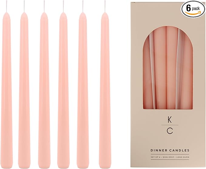 Tapered Dinner Candles - Soy & Paraffin Blend, Dinner Candles with Long-Lasting 7-Hour Burn for Stylish Homes - Candle in Curated Colors Ideal Gift for Hosts, Brides & Event Planners-Peaches