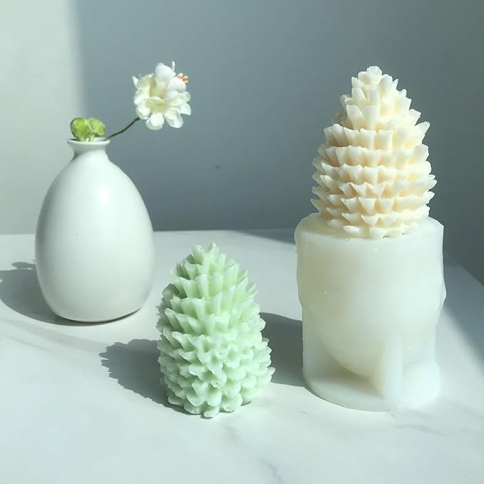 MGLIFEUL 5 PCS 3D Christmas Tree Pine Cone Silicone Candle Soap Epoxy Resin Wax Mold Silicone Shapes Christmas Tree Mold For Candle Resin Soap Craft Cake Chocolate Making Kit Christmas Gift Decoration