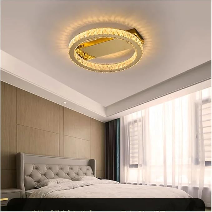 Modern Chandelier, LED Ceiling Hanging Lamps Modern Crystal Gold Round Living Dining Table Room Bedroom Kitchen Home Decor Pendant Chandelier Light(D60CM,Oro)