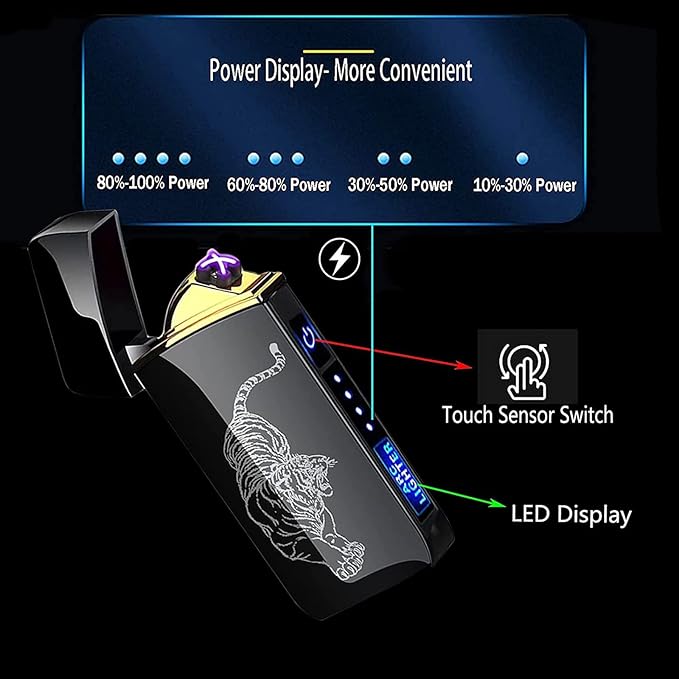 Blue Eagle-T3 Smart Electric Lighter - USB Rechargeable, Windproof, Flameless, Lightweight Plasma Lighter for Fire, BBQs, Fireworks, Candle, Camping - Indoors & Outdoors