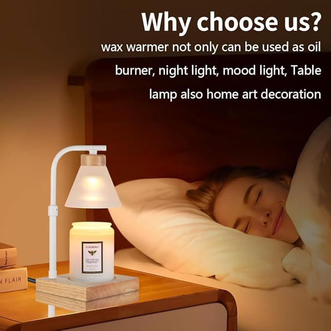 nawaza Dimmable Candle Warmer Lamp Electric Light for Candle Melter Scented Candles Top-Down Melting, Scented Wax Warmer for Home Offices Decor, Birthdays Gifts for Women Mom Grandma(White)