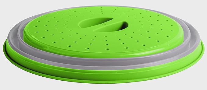 Parve Green Microwave Plate Cover - Collapsible - Food Safe Topper Prevents Splatter and Mess to Keep Microwave Clean - Color Coded Kitchen Tools