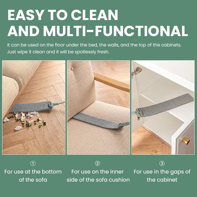 Saker Retractable Gap Dust Cleaning Artifact, Telescoping Bendable Microfiber Duster for High Ceilings, Under Furniture & Hard-to-Reach Areas, Washable Extendable Dusting Tool (2 Sets)