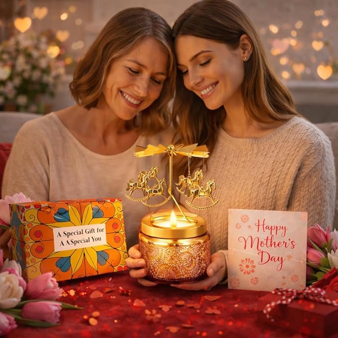 Candle Gifts for Women, Mom, Wife, Girlfriend, Sister, Her, Female Friends, Women Gift for Birthday Unique, Mothers Day Gifts, Anniversary Rotating Candles Gift for Woman (Elephant)