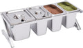Expandable Spice Rack, Countertop Condiment Stand Holder with Pans and Lids,Stainless Steel Organizer Shelf for Seasonings Sauces Side Dishes Fruits Kitchen Pantry (3*1/9 Pans + 1*1/6 Pan)
