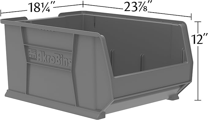 Akro-Mils 30289 Super-Size AkroBins Plastic Storage Bins, Space-Saving Stackable Bins for Garage, Classroom, Warehouse Organization, 24" L x 18" W x 12" H, Yellow, 1-Pack