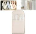Space Saving Hanging Garment Bag with Self Compression Zipper, 2025 New Space Saver Clothes Storage Organizer, Dust Cover Clothes Bags for Down Coat Suit Dress or Jacket (Beige, L)