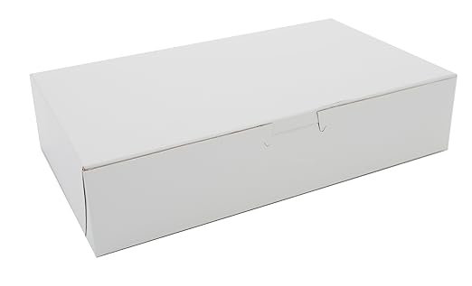 Southern Champion Tray 0967 Premium Clay Coated Kraft Paperboard White Non-Window Lock Corner Bakery Box, 10" Length x 6" Width x 2-1/4" Height (Case of 250)