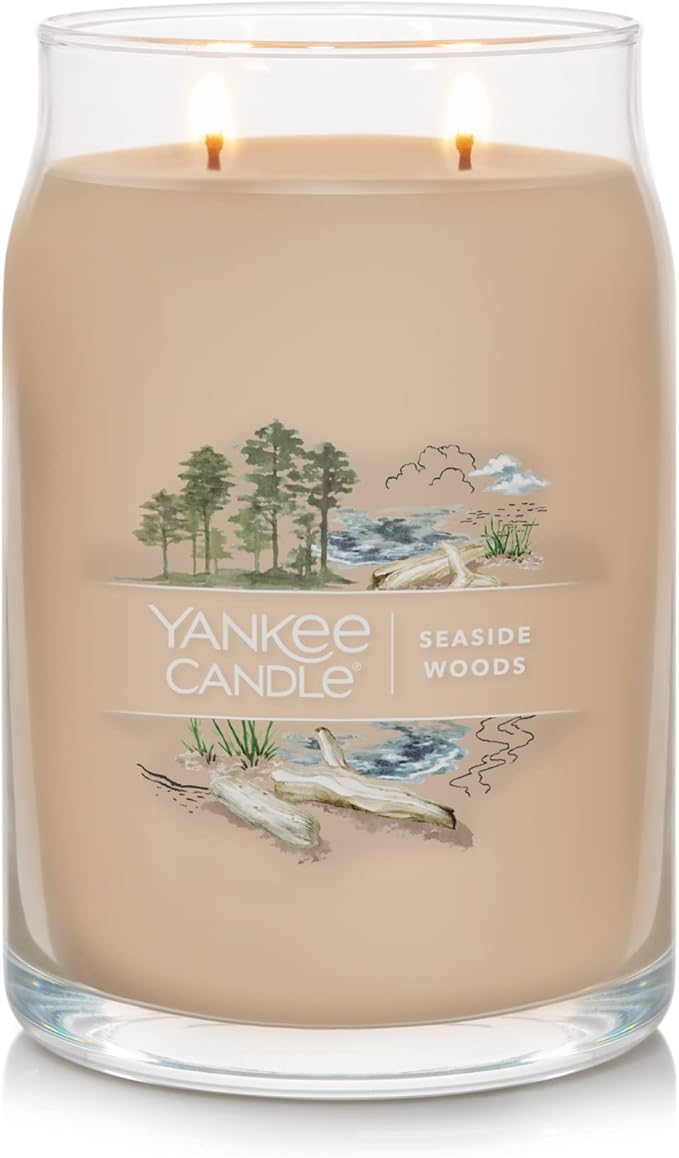 Yankee Candle Seaside Woods Scented Signature 20oz Large Jar 2-Wick Candle Over 60 Hours of Burn Time