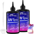 Honcaring UV Resin 500g, Clear Beginner-Friendly Kit with Silicone Tools, Upgraded Formula & Crystal Clear for Jewlery Making, Craft, 250g*2 Resin UV Kit for Earring, Pendant, DIY