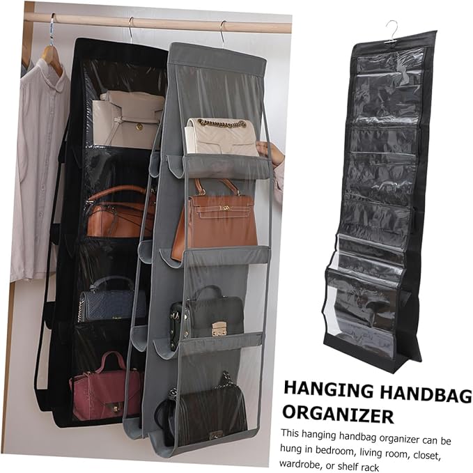 Happyyami 1Pc Hanging Purse Organizer with Non Woven Closet Handbag Storage Holder for Easy Access Bedroom Living Room Wardrobe and College