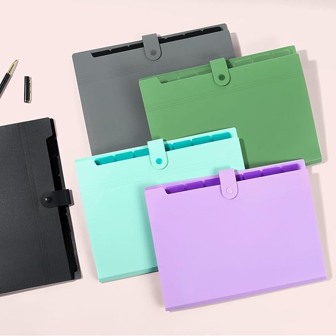 Forvencer Expanding File Folder with 8 Pocket, Letter Size Accordion File Organizer, Portable Folders for Documents, Cute Paper Organizer, Filling Products for School Office Supplies, A4 Size, Purple