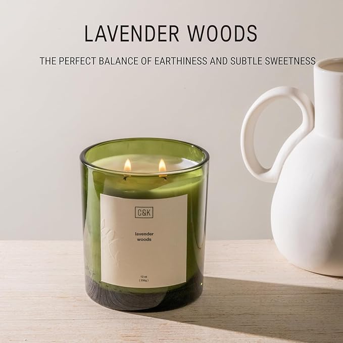 Craft & Kin Lavender Scented Candles | 12oz Premium Lavender Woods Winter Scented Candles for Men and Women | Candles Made with Natural Soy | Nature Collection