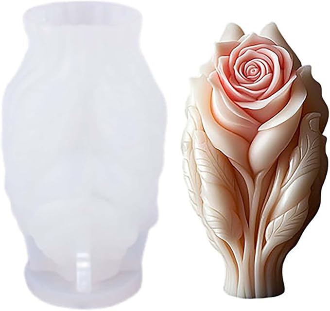 Rose Flower Tulip Succulent Cylinder Molds Silicone Wave Spiral Candle Mold - Silicone Resin Casting Molds for Candle & Resin & Soap Craft Supplies