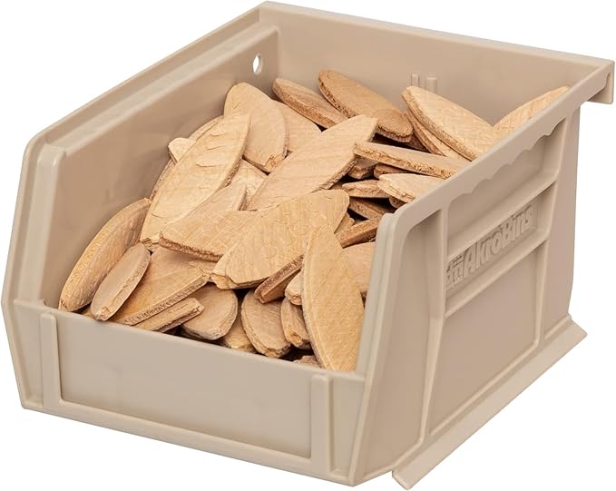 Akro-Mils 30210 AkroBins Plastic Storage Bins, Space-Saving Stackable Bins for Garage, Pantry, Craft Organization, 5" x 4" x 3", Stone, 24-Pack