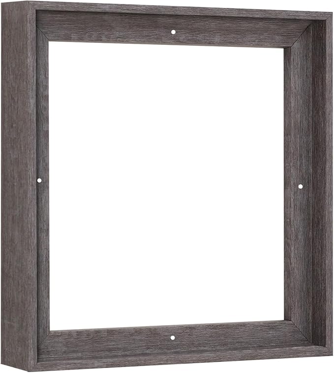 Pixy Canvas Floater Frame 15x15 for 1-1/2 (1.5) inch Deep Canvas Paintings/Canvas Prints/Wood Canvas Panels/Wall Art/Wall Decor/Home Decor/Artwork (Rustic Gray, 15 x 15 inch, Square)