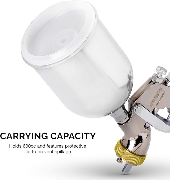 NEIKO 31215A HVLP Spray Gun Paint Sprayer, 1.7 mm Spray Paint Gun, Nozzle Size 600 cc Air Gauge Regulator, Auto Paint Spray Gun, HVLP Spray Gun Kit