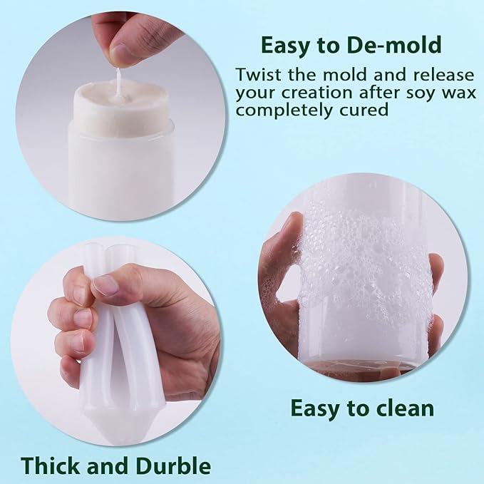 Silicone Candle Molds for Candle Making, 4In and 3.5In and 2.5In and 2In Cylinder Mould Epoxy Resin Casting for Candlestick Make