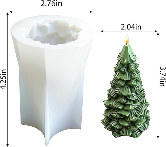 Christmas Tree Candle Molds, Resin Christmas Silicone Molds for Candles, Moldes para Velas De Navidad, Wax Candle Making Molds for DIY Chocolate, Soap
