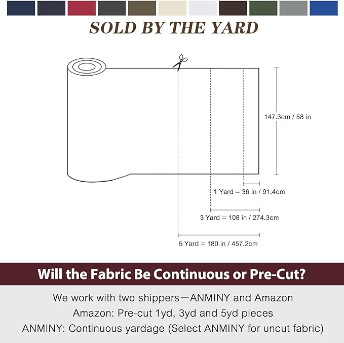 ANMINY 100% Waterproof Outdoor Fabric 8 Yards, 58" W 600D Marine Canvas Fabric with PVC Backing, Ripstop Upholstery Material by The Yard for Furniture Boat Covers Tent Awning, Wine Red