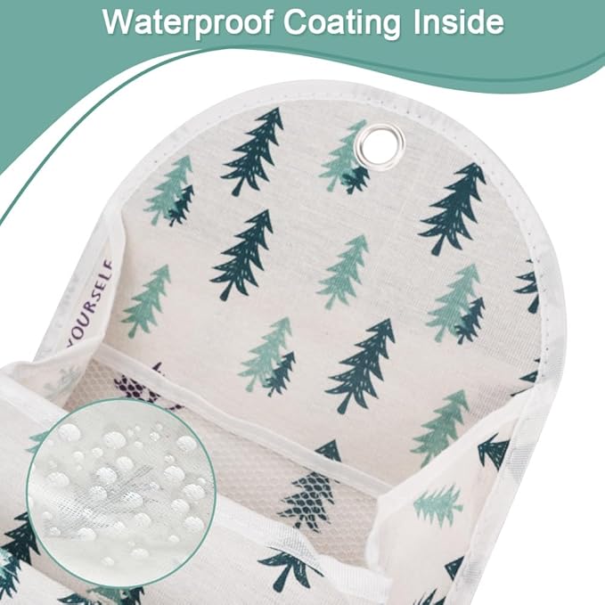 2 Pack Wall Hanging Storage Bag with Pocket, Fabric Organizer Basket with Sticky Hook, Over The Door Caddy Organizer Box for Closet Dormitory Bedroom Bathroom Kitchen (Forest + Pineapple)