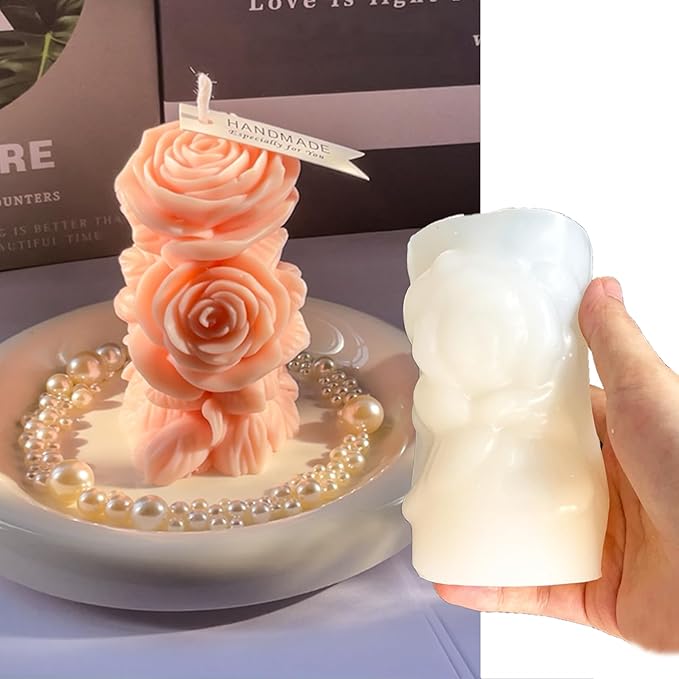 Candle Molds,Rose Pillar Candle Mold for Making Home Decor Wedding Decor Crafts Gifts,Candle Molds for Candle Making,Aromatherapy Candle Making Supplies
