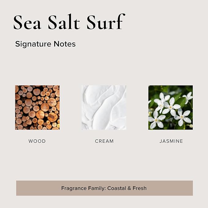 Broken Top Sea Salt Surf Pure Soy Candle | 9 oz. | Wood, Creme & Jasmine. 50-Hour Burn Time. Natural Cotton Wick, Vegan, No Parabens, No Phthalates