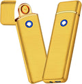 Electronic Lighter, Smart USB Rechargeable Lighter, Cool Electric Lighter Portable Dual Sided Ignition Windproof Flameless Lighter Lightweight Plasma Lighter for Indoor Outdoor(Gold)