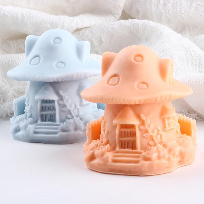XIAOSHUI Mushroom House Candle Mold House Resin Casting Silicone Molds for Candle Making Candle Home Decorate Aromatherapy Gypsum Candles Clay Craft