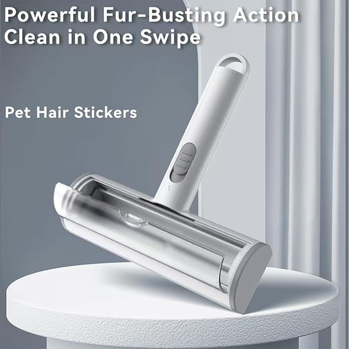 Pet Hair Remover, Lint Brush- Reusable Lint Roller for Cat & Dog Hair on Couch, Carpet, Rugs & Bedding- Portable, Eco-Friendly, No Need for Lint Roller Refills (Gray & White)