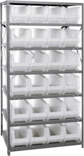 Quantum Storage Systems 2475-951CL Solid Heavy Duty 7 Shelves 24 Hulk Clear Bins 75" H x 36" W x 24" D